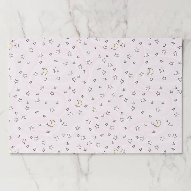 Cute Simple Pastel Pink Stars & Moons Pattern Paper Pad (Front)