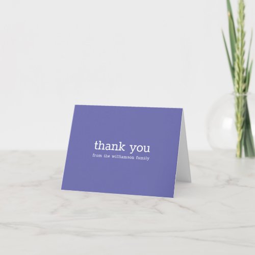 Cute Simple Periwinkle Purple Personalized Name Thank You Card