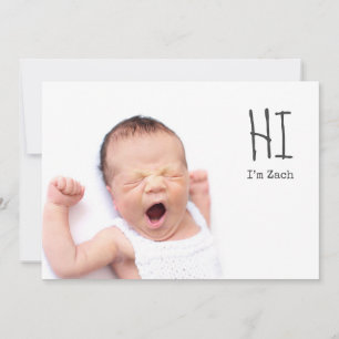 Cute Simple Photo Baby Birth Announcement