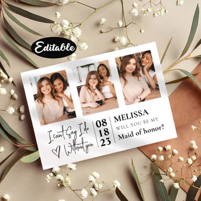 Cute Simple Photo Collage Bridesmaid Proposal Card (Creator Uploaded)