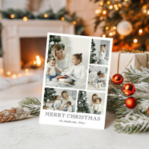 Cute Simple Photo Collage Christmas Holiday Card