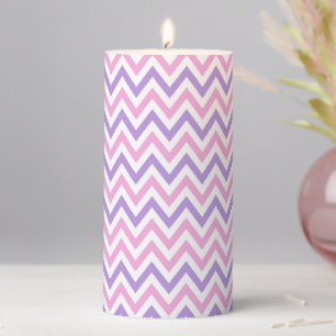Cute Simple Pink and Purple Geometric Line Pattern Pillar Candle