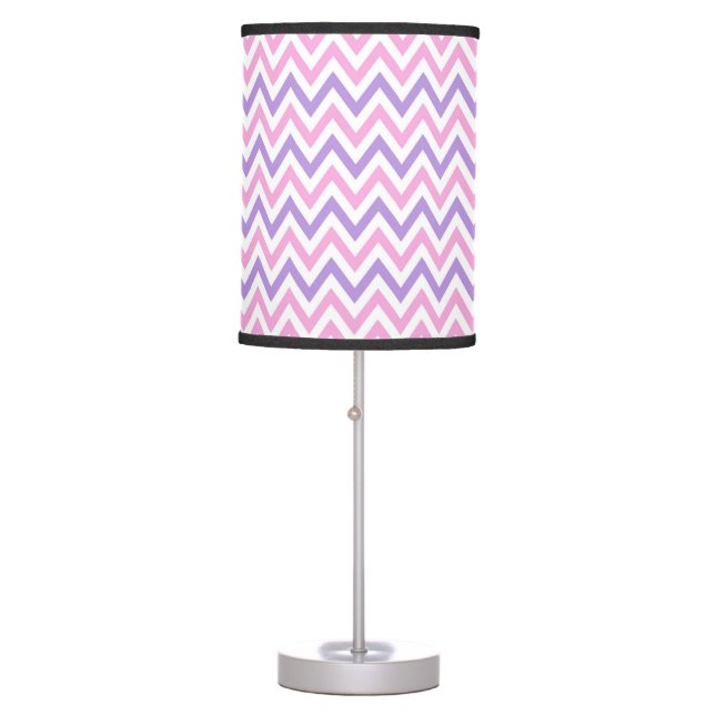 Cute Simple Pink and Purple Geometric Line Pattern Table Lamp (Front)