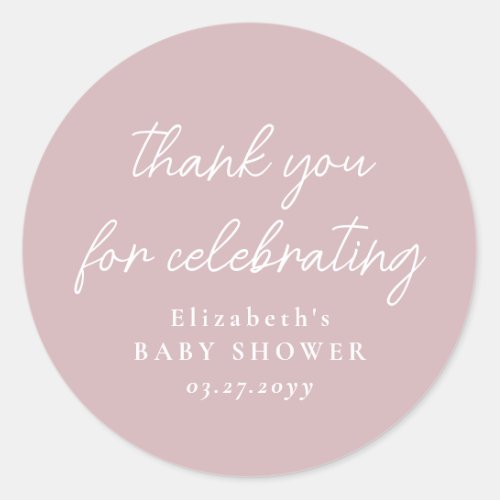 Cute simple pink baby shower thank you classic round sticker