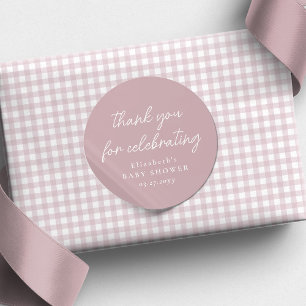 Cute simple pink baby shower thank you classic round sticker
