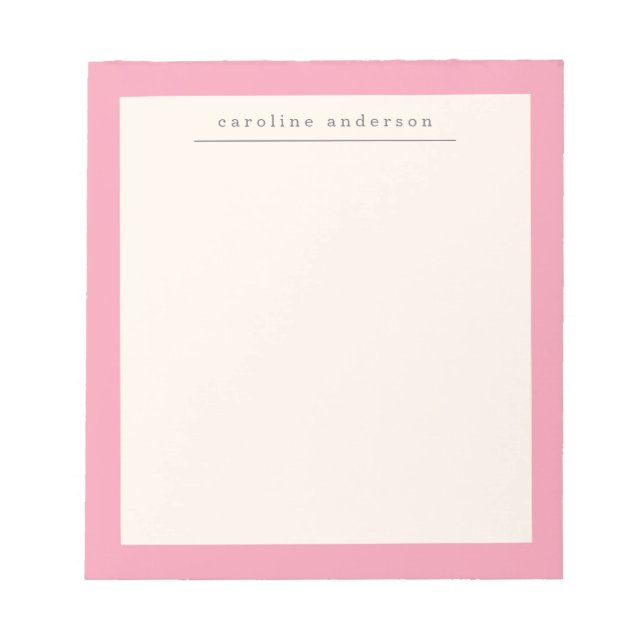 Cute Simple Pink Border Personalized Name Notepad (Front)