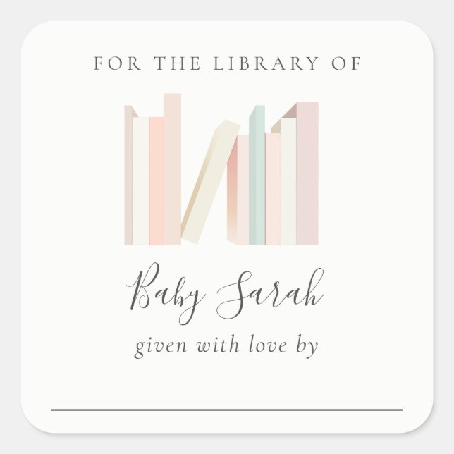 Cute Simple Pink Girl Bookplate Baby Shower (Front)