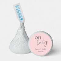 Cute Simple Pink Gray Girl Oh Baby Shower Hershey®'s Kisses®