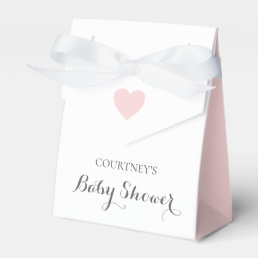 Cute Simple Pink Heart Girl Baby Shower Favor Boxes