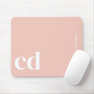 Cute Simple Pink Monogram Initial Mouse Pad