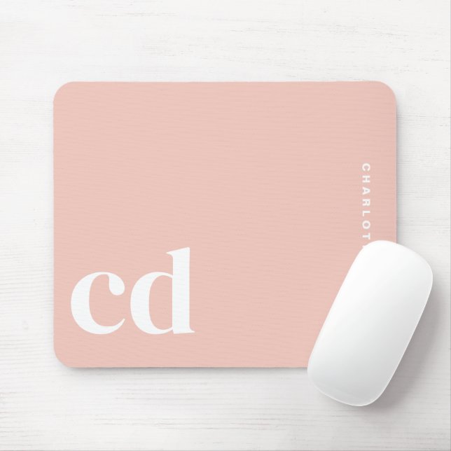 Cute Simple Pink Monogram Initial Mouse Pad (With Mouse)