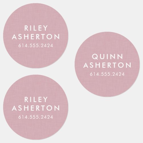Cute simple pink personalized round kids labels