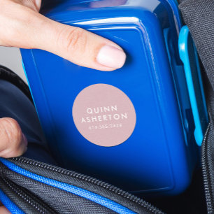 Cute simple pink personalized round kids' labels