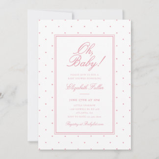Cute Simple Pink Polka Dot Baby Shower Invitation