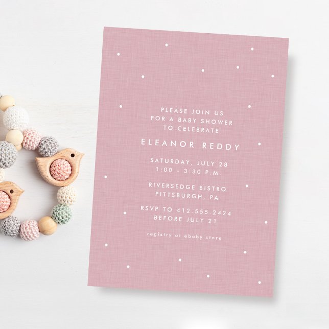 Cute simple pink polka dots baby sprinkle shower invitation (Creator Uploaded)