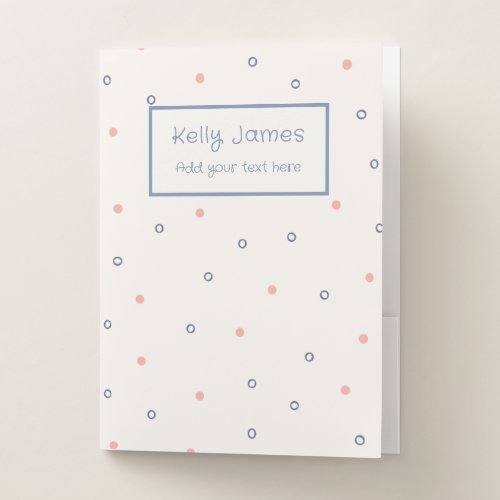 Cute Simple Polka Dots Monogram  School Subject Pocket Folder