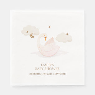 Cute Simple Princess Swan Moon Star Baby Shower Napkins