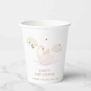 Cute Simple Princess Swan Moon Star Baby Shower Paper Cups
