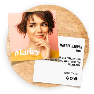 Cute Simple Professional Modern Fun Photo Square Business Card