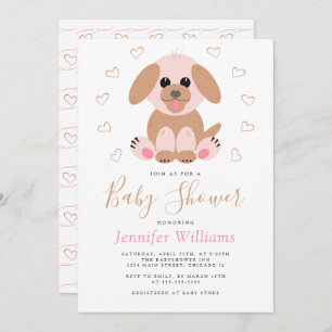 Cute Simple Puppy Personalized Neutral Baby Shower Invitation