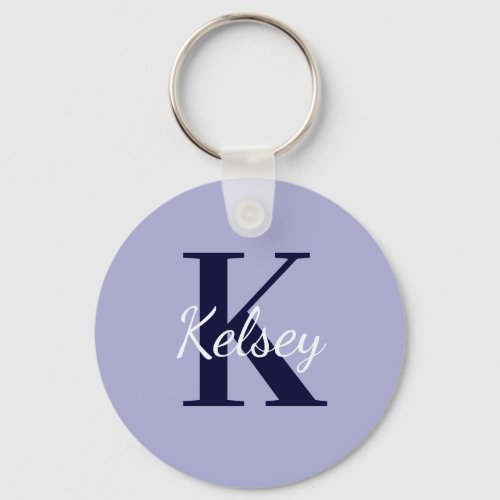 Cute Simple Purple Monogram Initial First Name Keychain