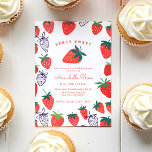 Cute Simple Red Berry Sweet Birthday Invitation<br><div class="desc">Cute Simple Red Berry Sweet Birthday Invitation</div>