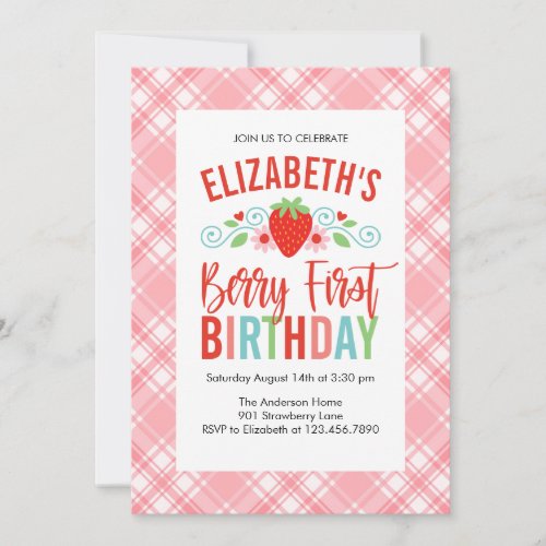 Cute Simple Red Berry Sweet Photo Birthday  Invitation