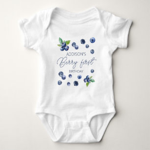Cute Simple Red Blueberry Sweet 1st Birthday Baby Bodysuit