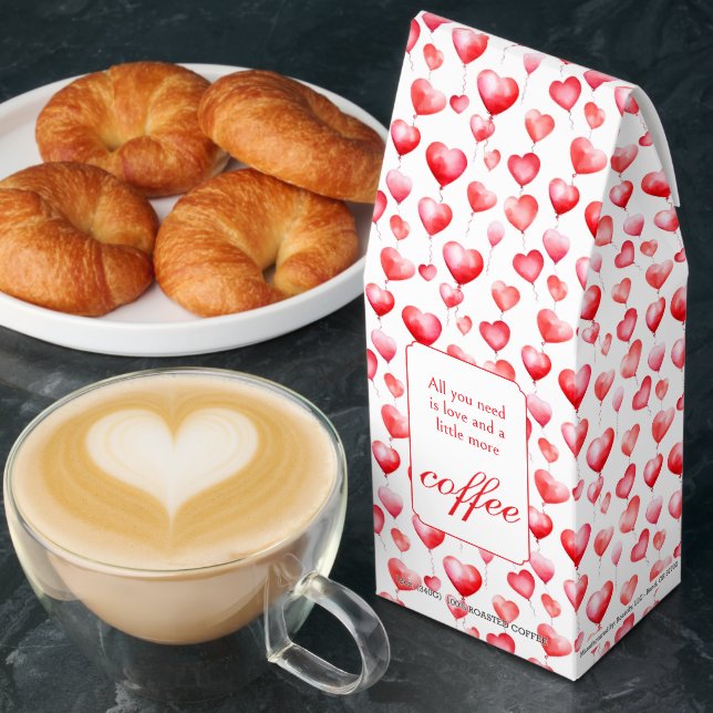 Cute Simple Red Heart Pattern Roasted Coffee (Breakfast)
