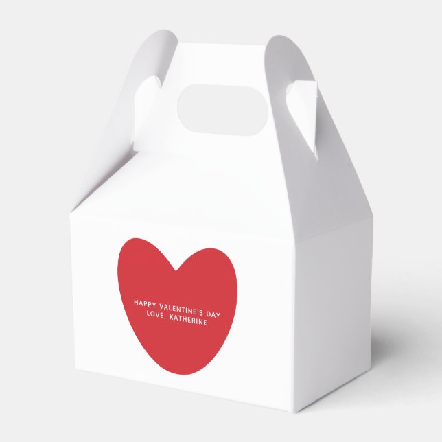 Cute simple red heart personalized Valentine's Day Favor Boxes (Front Side)