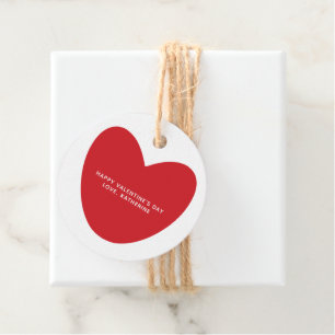Cute simple red heart personalized Valentine's Day Favor Tags