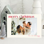 Cute Simple Red Modern Custom Photo Christmas Holiday Card<br><div class="desc">Cute Simple Red Modern Custom Photo Christmas Holiday Card</div>