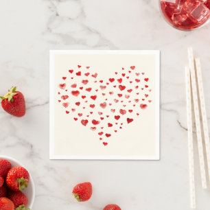 Cute Simple Red Watercolor Hearts Napkins