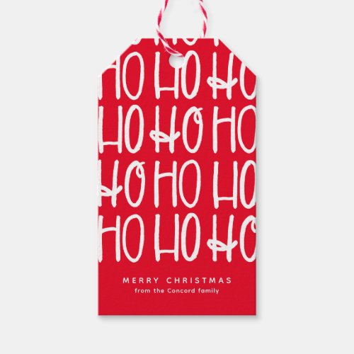 Cute simple red white ho ho ho Christmas holiday Gift Tags