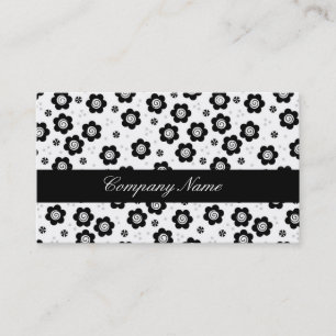 Cute Simple Retro Black White Daisy Swirl Pattern Business Card