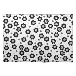 Cute Simple Retro Black White Daisy Swirl Pattern Cloth Placemat