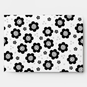 Cute Simple Retro Black White Daisy Swirl Pattern Envelope