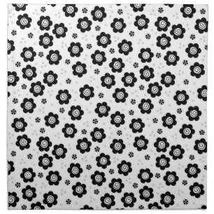 Cute Simple Retro Black White Daisy Swirl Pattern Napkin