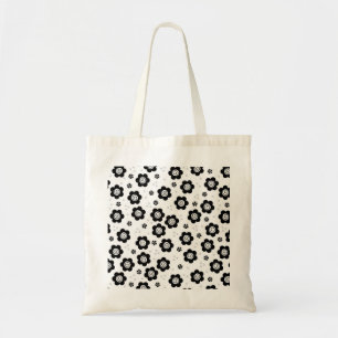 Cute Simple Retro Black White Daisy Swirl Pattern Tote Bag