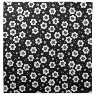 Cute Simple Retro Black White Daisy Swirls Pattern Napkin