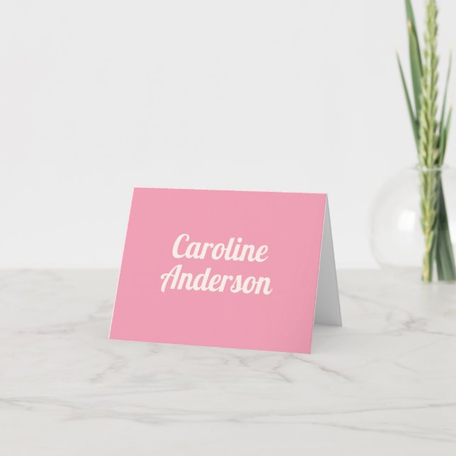 Cute Simple Retro Typography Pink Personalized Note Card (Front)