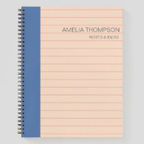 Cute Simple School Lines Blush Blue Personalized Notebook