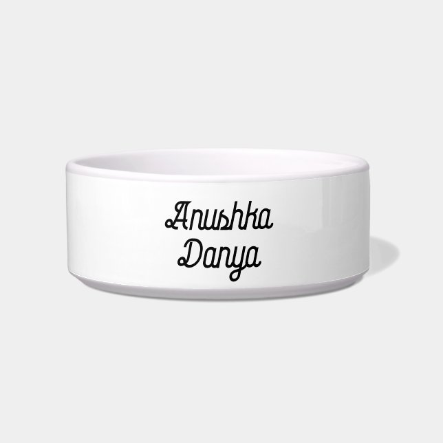 Cute Simple Script Text Personalized Pet Name Bowl (Front)