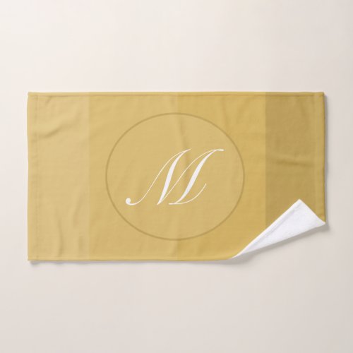 CUTE SIMPLE SHADES OF GOLD STRIPES INITIAL HAND TOWEL 