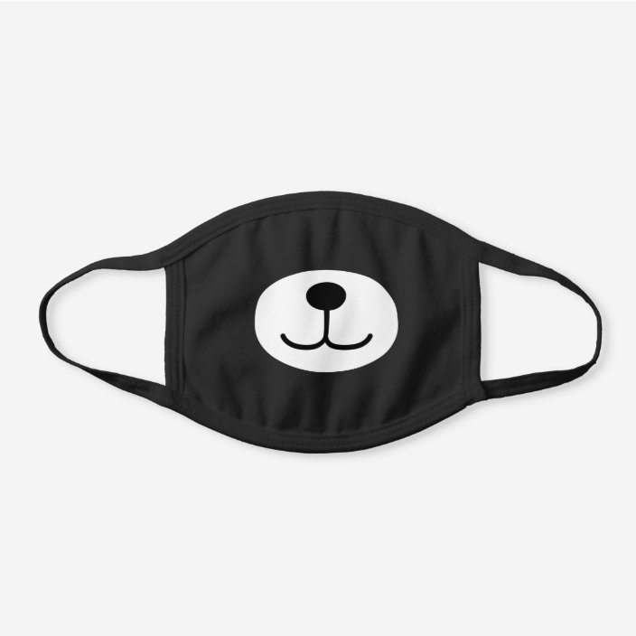 Cute Simple Smiling Bear Nose Snout Black Cotton Face Mask | Zazzle.com