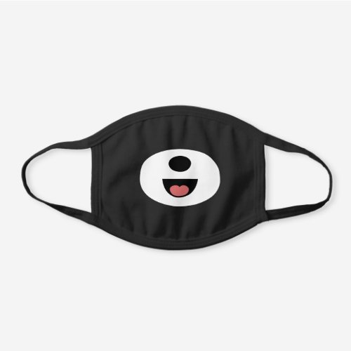 Cute Simple Smiling Bear Nose Snout Showing Tongue Black Cotton Face Mask