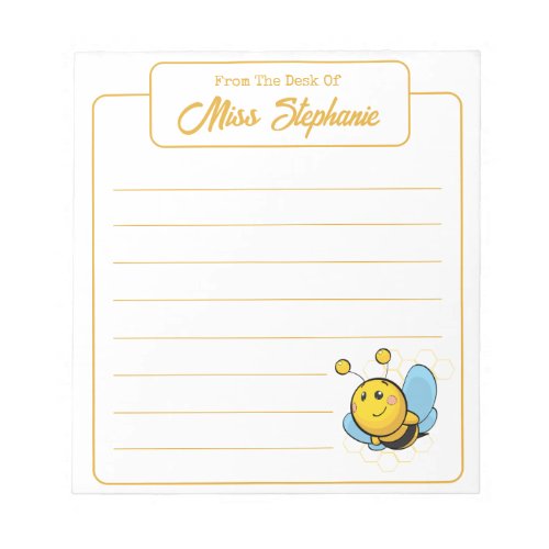 Cute Simple Smiling Bee From Teacher  Notepad