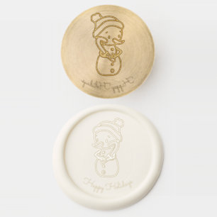 Cute Simple Snowman Happy Holidays Wax Seal Stamp