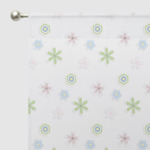 Cute Simple Soft Pastel Floral Sheer Curtains