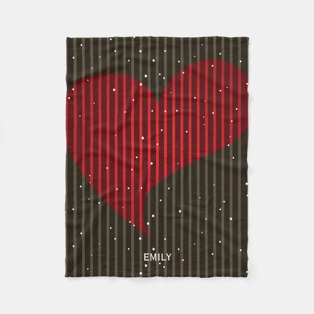 Cute Simple Sparkling Valentines Heart Fleece Blanket (Front)